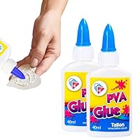 2 Pack Kids PVA Glue, Washable Non-Toxic Craft Strong Kid Glue for Toddlers & Children, Safe School, Arts & Crafts, Paper, Card, Fabric, 40ml Each Bottle