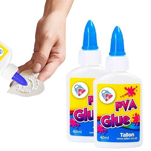 2 Pack Kids PVA Glue Washable Non-Toxic Craft Strong Kid Glue for Toddlers & Children Safe School Arts & Crafts Paper Card Fabric 40ml Each Bottle