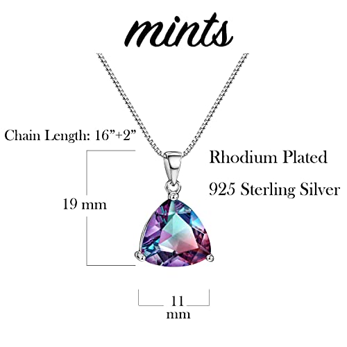 Mystic Topaz Pendant Necklace Sterling Silver Rainbow Stone Trillion Cut Gemstone Fine Jewelry For Women3