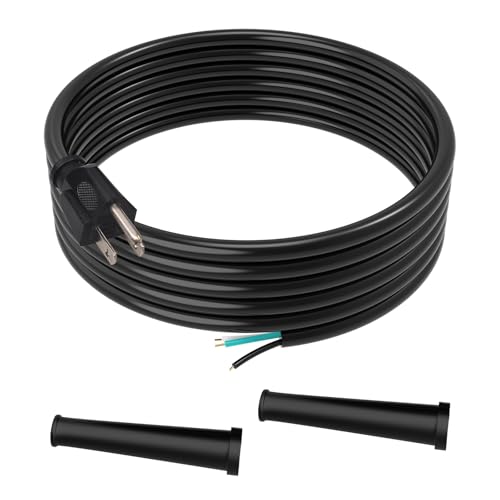 8.2Ft 14 AWG Enhanced 3-Wire Cord for Appliances & Power Tools, 15A/125V AC, 1875W, Black with 2 Power Cord Stress Relievers - Inc PS915143 Model