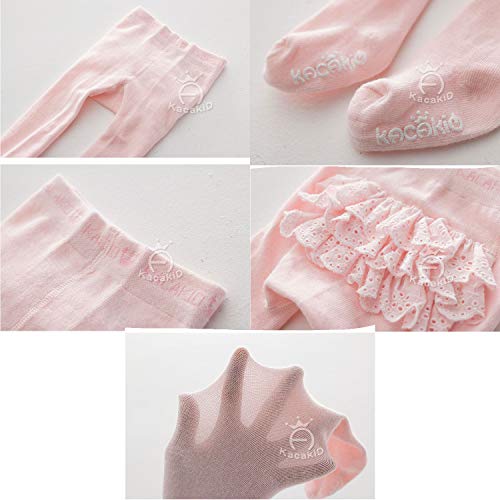 Sywwlov 4 Pairs Baby Girls Ruffle Bottom Tights Toddler Anti Slip Knit Warm Cotton Legging Stocking Pants (Ruffle Lace, 6-24Months) #TOP6