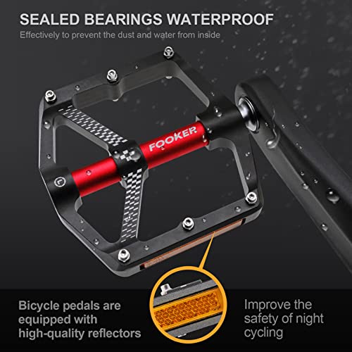 Fooker Mountain Bike Pedals Mtb Pedals,Bicycle Pedals With Reflectors,Non-Slip Lightweight Aluminum Alloy Bicycle Pedals 3 Sealed Bearings 9/16” Bicycle Platform Pedals For Road Bmx Mtb #TOP4
