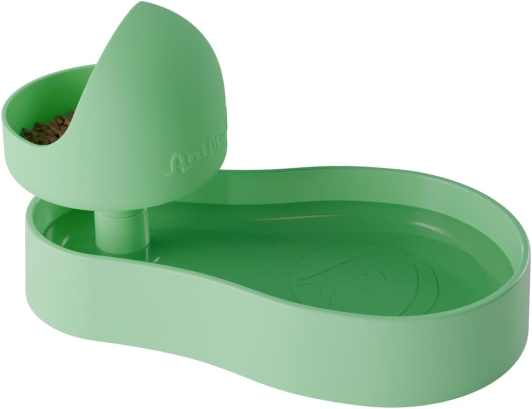 AniMoat Elevated Pet Bowl - Raised Dog & Cat Feeder with Moat Base, Non-Slip, Dishwasher Safe (Green)
