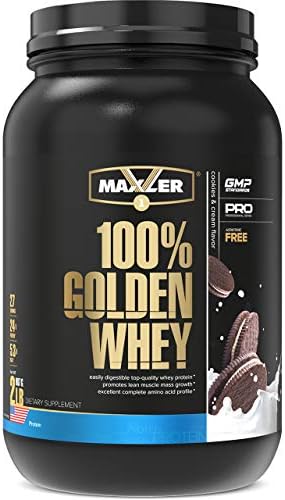 Maxler 100% Golden Whey Protein - 24g of Premium Whey Protein Powder per Serving - Pre, Post & Intra Workout - Fast-Absorbing Whey Hydrolysate, Isolate & Concentrate Blend - Cookies & Cream 2 lbs