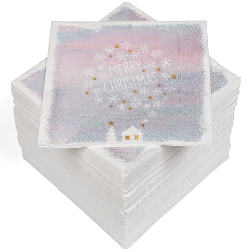 HEKU 100 Servietten, 3-lagig, 33x33cm, 'Merry Christmas'-Schriftzug in...