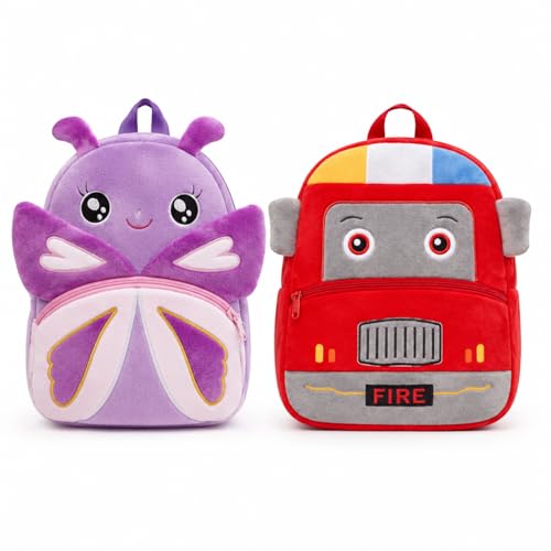 Image of Cartoon Plush Kids School Bag 2-6 Years | Soft Toy Backpack for Boys & Girls | Toddler Nursery Preschool Bag | Lightweight Adjustable Straps