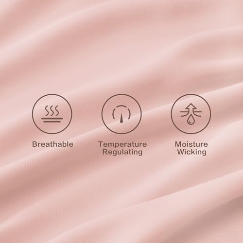 Image of Andency Blush Queen Sheets Set 100% Viscose Derived from Bamboo | Cooling Summer Sheets, Deep Pocket Up to 16 inch, Silky Soft Hotel Luxury Breathable Bedding Sheets & Pillowcases