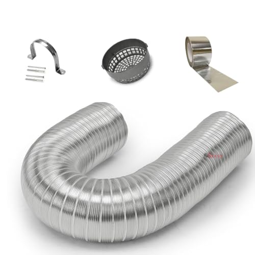 Image of 6 Inches 8 ft Kitchen Chimney Exhaust Duct Pipe Installation Kit with Cowl Cover, Clamp, Screws, Aluminum Tape | Compatibe with all Brands of Chimney (6 inches 8 ft kit)