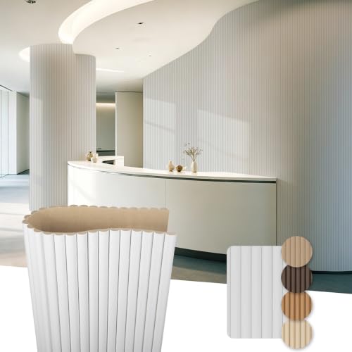 Image of Art3d Roll-Flat Beaded Wood Slat Wall Panel, 1-Pack, 94.5 x 23.6 in, White