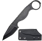 Ccanku C1101 Fixed Blade Knife D2 Blade, Stainless Steel Handle and Knife Kydex Sheath for Outdoor H