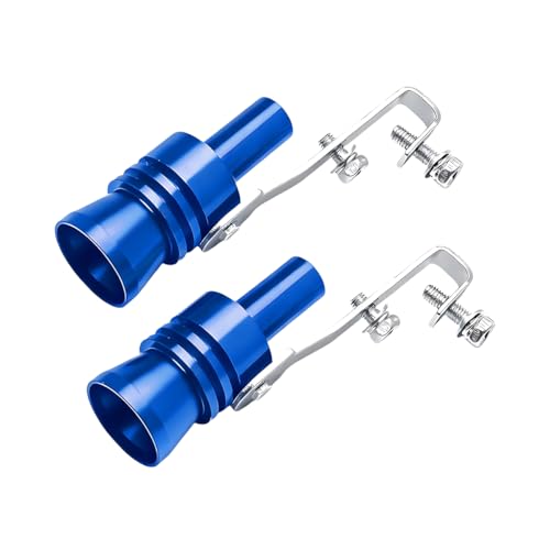 SWPHRT Car Turbo Whistle, 2PCS XL Size Aluminum Alloy Vehicle Turbo Sound Exhaust Muffler Pipe, Automotive Roar Maker Replacement Accessories, Universal for SUV Automobile Motorhome (Blue)