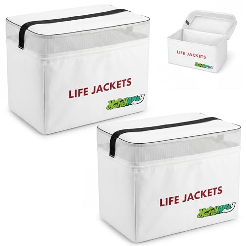 HappyAlley Heavy Duty Life Vest Storage Bag Oxford Life Jacket Storage Bag with Carrying Handle Fits 4 Type II Jackets for Boat Kayak & Marine Safety Gear Durable & Waterproof(White 1 Pack)