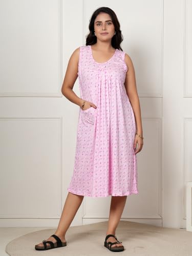 Image of Onekbhalo Women Cotton Night Dress Printed Culf Length Night Gown Short Nighty