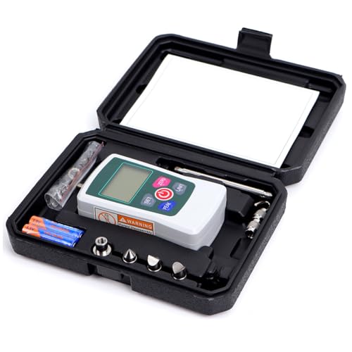 VOANZO Tragbares elektronisches Druck- und Zugkraftmessgerät mit Digitalanzeige, Mini-Handdruckkraftmessgerät mit Digitalanzeige, mit Vorrichtungsköpfen und Aufbewahrungskoffer (500 N)