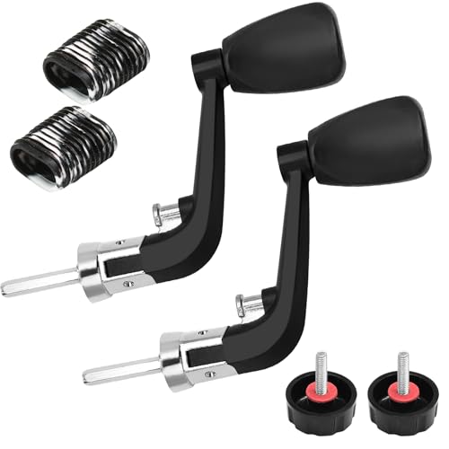 vibedor 2PCS Fishing Handles Spinning Reel Knob Replacement, Black Rubber Handle Fishing Reel Grip with 2 Screw Caps, 2 Washers and 2 Non-Slip Sleeves for 1000-4000 Series