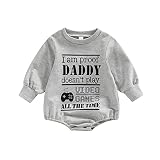 Lamuusaa Newborn Baby Girl Boy Outfits Funny Sayings Sweatshirt Romper One Piece Bodysuit Oversized
