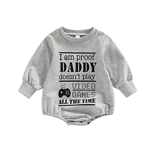 Lamuusaa Newborn Baby Girl Boy Outfits Funny Sayings Sweatshirt Romper One Piece Bodysuit Oversized Fall Clothes #TOP5