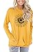 onlypuff Womens Fall Fashion Tops Long Sleeve Shirts Graphic Pocket Tee Shirt Sunflower Yellow XL