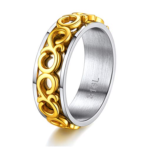 ChainsHouse Stainless Steel Band Cuban Link Ring for Men Women, 6.4MM-7MM Wide, Size 07-14, with Gift Box A: Steel-7MM Wide 7