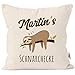MoonWorks® Kissen-Bezug Spruch Opa's Oma's Mama's Papa's Schnarchecke Faultier Print Kissen-Hülle Deko-Kissen Baumwolle Personalisiert Natur Unisize