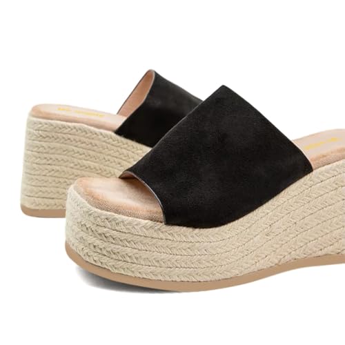 Women Platform Wedges Open Toe Espadrille Sandals Slip On High Heel Mules Comfy Summer Dress Slides Shoes Size 4-16 US2