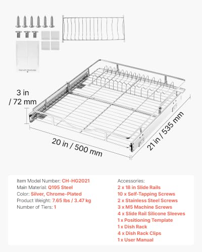 Image of VEVOR Pull Out Cabinet Organizer 19.69 inchW x 21.06 inchD Steel Slide Out Drawers