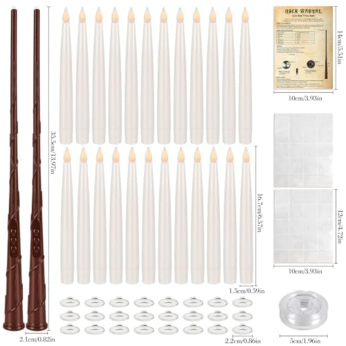 Image of 24 Pack LED Floating Candles with Wand Remote, 6.5 Inch Flameless LED Taper Candles with Flickering Warm Light, Hanging Suspended Candles for Home Decor, Party and Halloween
