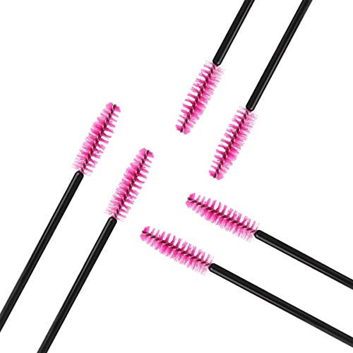 Elisel 100 Pcs Disposable Eyelash Brushes Mascara Brushes Eye Lash Eyebrow Applicator Cosmetic Makeup Brush Tool Kits (Black-Rose) #TOP2
