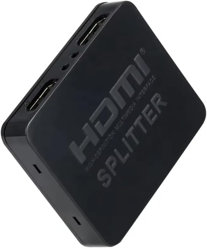HDMI Extender Splitter | One Input Two Output | Ultra HD Display | Dual Screen Transmission | Plug and Play Design | Compact Powered Unit | Home Office Setup