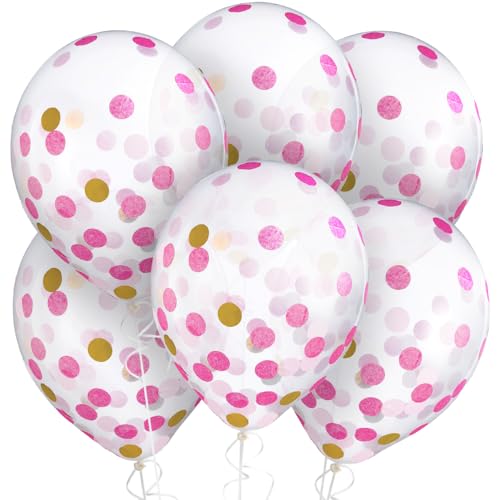 Ballons en latex avec confettis rose et or Amscan 1100003 decoration anniversaire fille