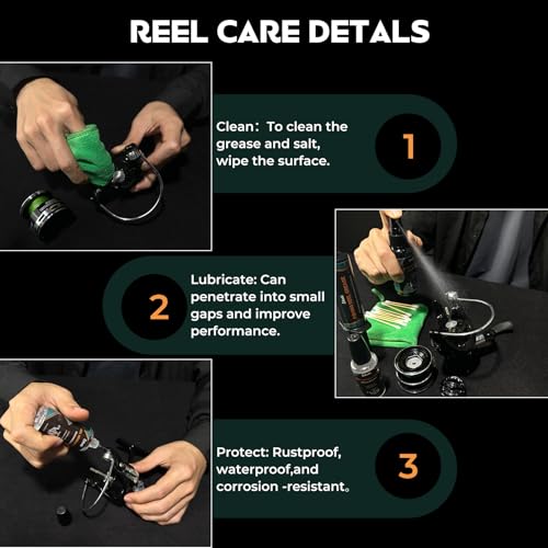 Ailiaili Fishing Reel Oil Kit - Reel Care Kit with 1oz Needle Oiler, 0.9oz Reel Grease, 2oz Clean Sprayer for Lubricate, Protect & Clean - Fishing Reel Maintenance Cleaning Set for Father’s Day