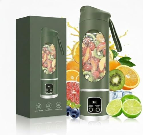 Image of Portable Blender Electric Juicers Fruit Mixers USB Rechargeable Smoothie Mini Personal Juicer 10 Blades 3Gears With 1300-Mah Rechargeable Battery-Smoothie Usb Juicer Blender (Green)