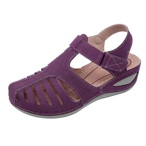 Generisch Sandalias de cuña para mujer, sandalias de tacón de verano - Sandalias huecas antideslizantes para exteriores - Plataforma Verano Casual Sandalias de tobillo - Cómodos zapatos de trabajo