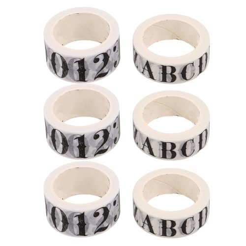 Pegatinas de letras y números en papel washi negro autoadhesiva WOONEKY