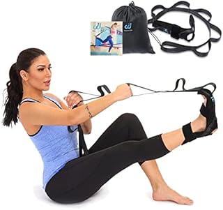 Foot and Calf Stretcher for Plantar Fasciitis, Achilles Tendonitis, Heel Spurs, Drop Foot. Yoga Stretching Strap for Leg, Thigh and Hamstring (Black)