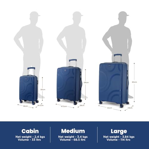 Image of KAMILIANT by American Tourister Selva|Trolley Bag Set of 3 (56+69+80 cms) for Travel| Hard Case Polypropylene (PP) Suitcase|360 8-Wheel Spinner Luggage Trolley|Combination Lock| Navy
