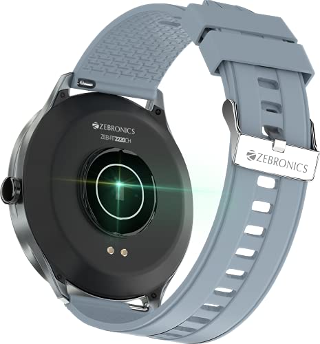 Image of ZEBRONICS Zeb-Fit2220CH Smart Fitness Band, 2.5D Curved Glass Full Touch Display, SpO2, BP & Heart Rate Monitor, IP68 Water Resistant, 8 Sports Mode (Silver Rim + Cadet Gray Strap)