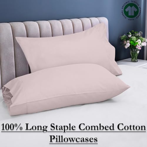 Image of ROYALE LINENS 300 Thread Count 100% Long Staple Combed Cotton Pillowcases Set of 2 - Ultra Soft -Standard Bed Pillow Cover- 20 inchx26 inch -Breathable, Cool & Crisp Percale Pillow Cases (Std, Lavendar)