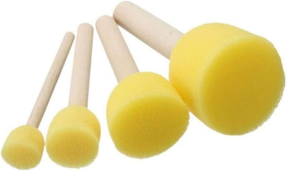 4Pcs/Set Round Paint Foam Sponge Brush Set Colorful Mini DIY Painting Sponge with Wooden Handle Drawing Tools Arts and Crafts Professional Processed Painting Painting, Drawing & Art Supplies