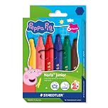 STAEDTLER Peppa Pig x Noris Junior Jumbo Felt-Tip Pens for Large-Area Colouring - 6 Assorted Colours - for Kids Aged 2+ Years - Pack of 6, 329 C6 L1