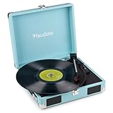 Audizio RP111BL Tocadiscos Retro en Maleta Azul con Altavoces Integrados, portátil y Elegante