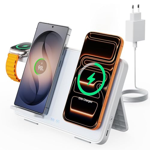 Station de charge inductive double JoyGeek blanc chargeur sans fil Qi