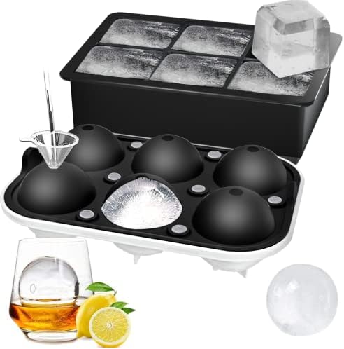 ROTTAY Ice Cube Trays (Set of 2), Sphere Ice Ball Maker with Lid & Large Square Ice Cube Maker for Whiskey, Cocktails and Homemade, Keep Drinks Chilled Black - Thumbnail 2