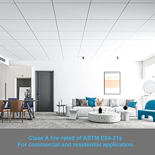 Art3d 12-Pack Smooth Drop Ceiling Tile 2ft x 2ft - Fire-Rated, Waterproof, Reusable - Preimum PVC, No Sag and Breakage - Cover 48 Sq. Ft, White by Art3d - Image 6