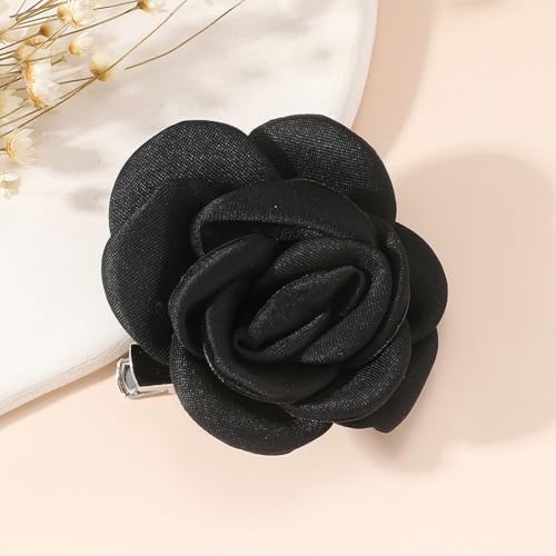 Image of Handmade Camellia Flower Boutonniere Stick Brooch for Women Bohemia Fabric Floral Lapel Pin Stylish Vintage Pin Corsage for Women Jewelry Gifts