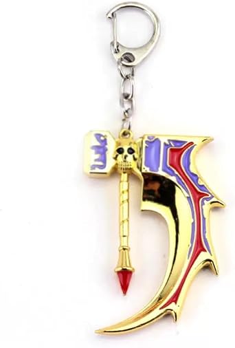 DOTA2 Skull Basher Keychain, Fantasy Game Inspired Weapon Keyring, Metal Skull Decor Key Pendant, Collectible Cosplay Accessory for Gamer Fans, Gift for Men Boys