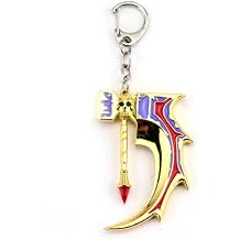 DOTA2 Skull Basher Keychain, Fantasy Game Inspired Weapon Keyring, Metal Skull Decor Key Pendant, Collectible Cosplay Accessory for Gamer Fans, Gift for Men Boys