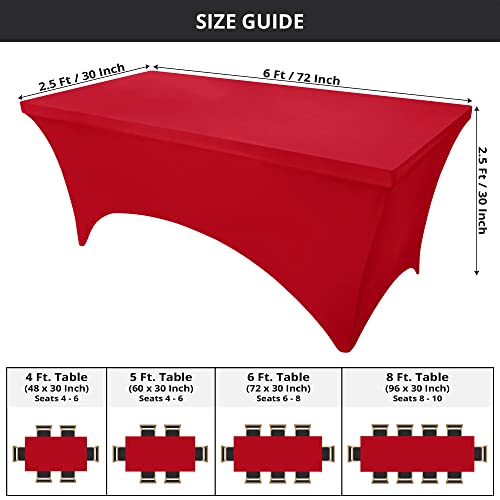 Image of Utopia Kitchen Spandex Tablecloth 1 Pack [6FT, Red] Tight, Fitted, Washable and Wrinkle Resistant Stretch Rectangular Patio Table Cover for Event, Wedding, Banquet & Parties [72Lx30Wx30H Inch]