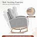 GAOMON Nursery Rocking Chair, Upholstered Glider Rocker with Side Pocket & High Backrest, Padded Gliding Armchair for Breastfeeding, Baby Nursery & Living Room, Light Gray