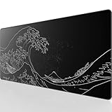 KTRIO Large Gaming Mouse Pad with Stitched Edges, Extended Mousepad with Superior Micro-Weave Cloth, Non-Slip Base, 31.5 x 15.7 in Keyboard Pad, Desk Mat for Gamer, Office & Home, Kanagawa Wave